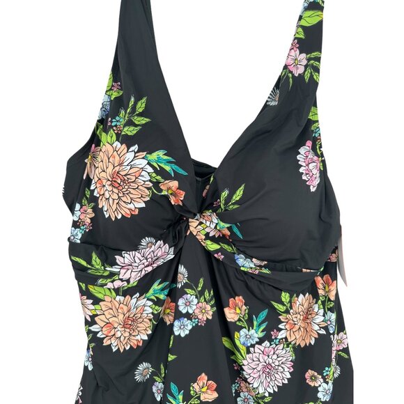 Swimsuits For All Floral Print Swimsuit Swimdress Black & Multicolor - Picture 11 of 13